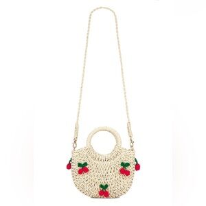 NWOT Petit Moments Raffia Cherry Bag